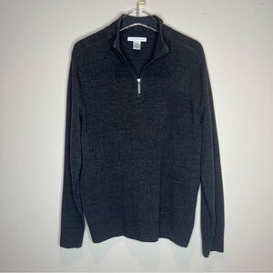 Geoffrey Beene Men's Charcoal Gray Quarter Zip Pullover Sweater Size L